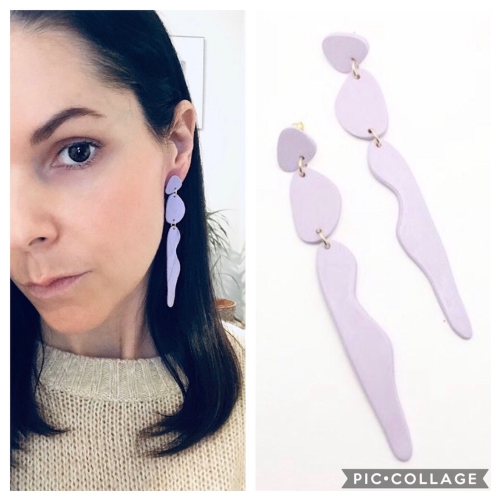 Statement Ceramic Earrings in Lavender